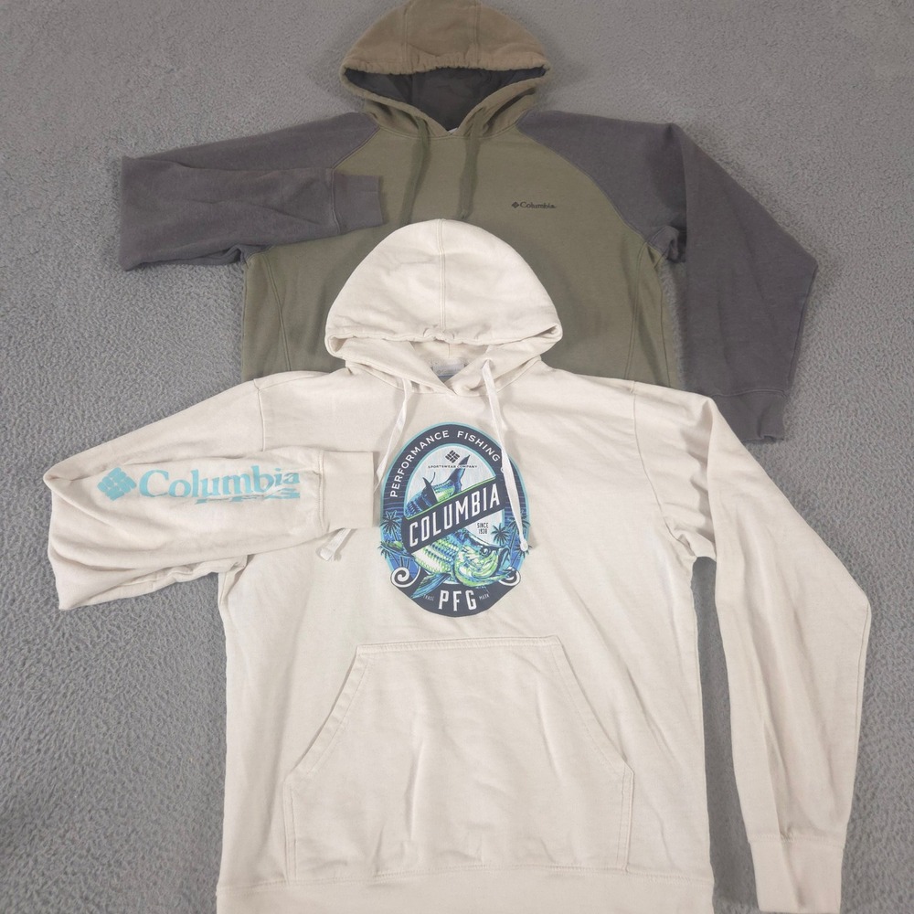 LOT OF 2 Columbia Hoodie Mens M Multi Hart Mountain II PFG Vintage Sign Graphic